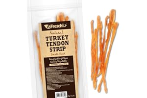 A FRESCHI SRL Afreschi Turkey Tendon Dog Treats, Strip 3.53 oz, USA Sourced Turkey, All Natural Human Grade Puppy Chew, Hypoallergenic, Rawhide Alternative, for Small Breeds