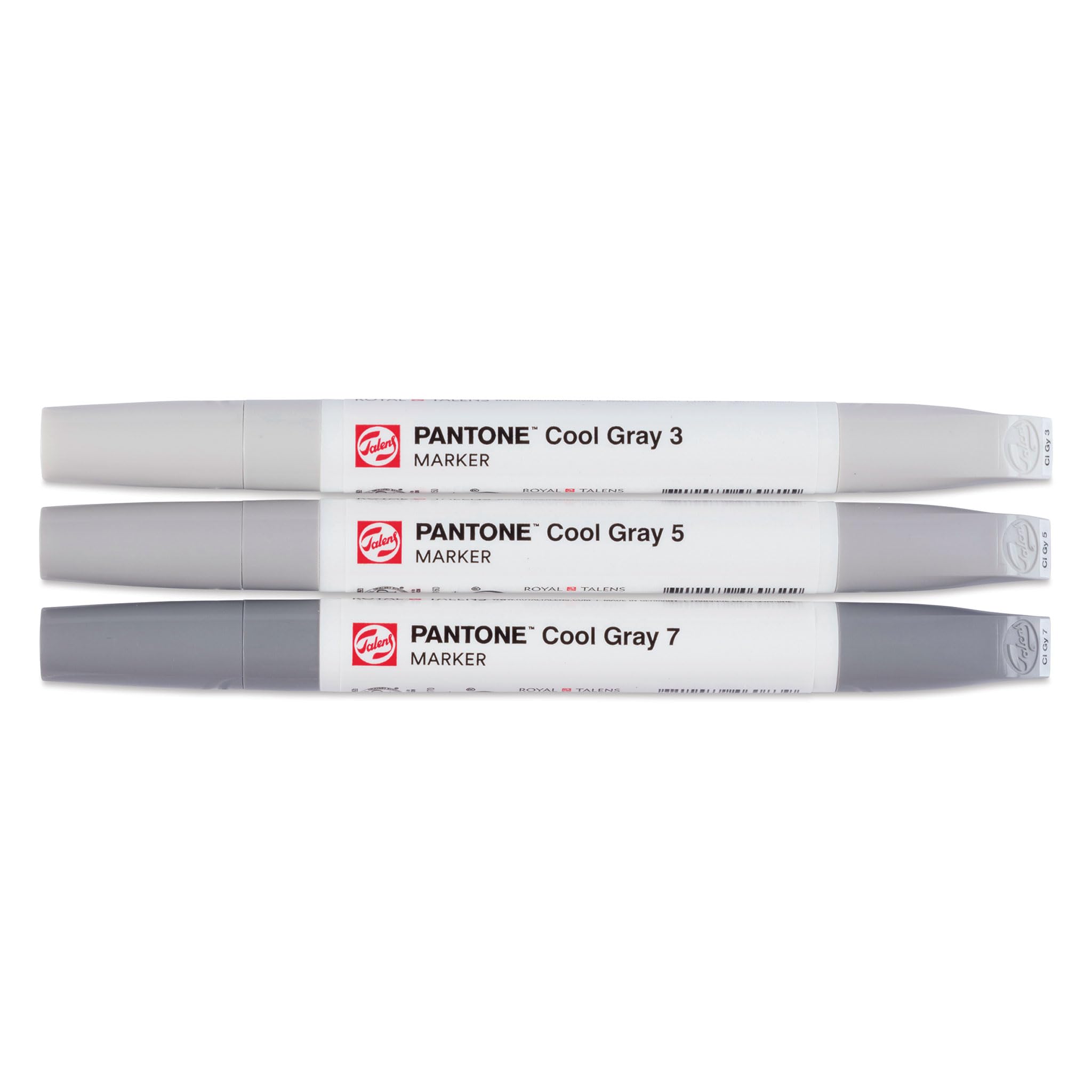 Talens | Pantone Marker Set of 3 Cool Gray | Dual-Tip Pens with Brush and Chisel Nib | Water-Based, Pigmented Ink in Pantone Colors