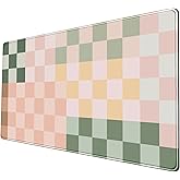 Nasdalgias Checkered Desk Mat Cute Pink Pastel XXL Large Mouse Pad Aesthetic Boho Desk Pad with Stitched Edges, Office Decor Keyboard Pad Mouse Mat for Computer