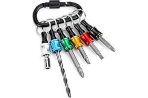 SXHYF 1/4 Inch Hex Shank Drill Bits Holder - Portable Six Color Coded Quick-Change Screwdriver Bits Holder Organizer Tool for 1/4" Impact Tips, Screws, Drivers, with Black Carabiner(Bits Not Include)