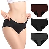 Carer 3 Pack Washable Absorbency Incontinence Regular Underwear for Women, Reusable Leak Proof Protection Panties for Bladder Leakage (Black/Grey/Red) S