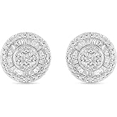 Amazon Essentials Sterling Silver Diamond Round Stud Earrings (0.5 cttw)