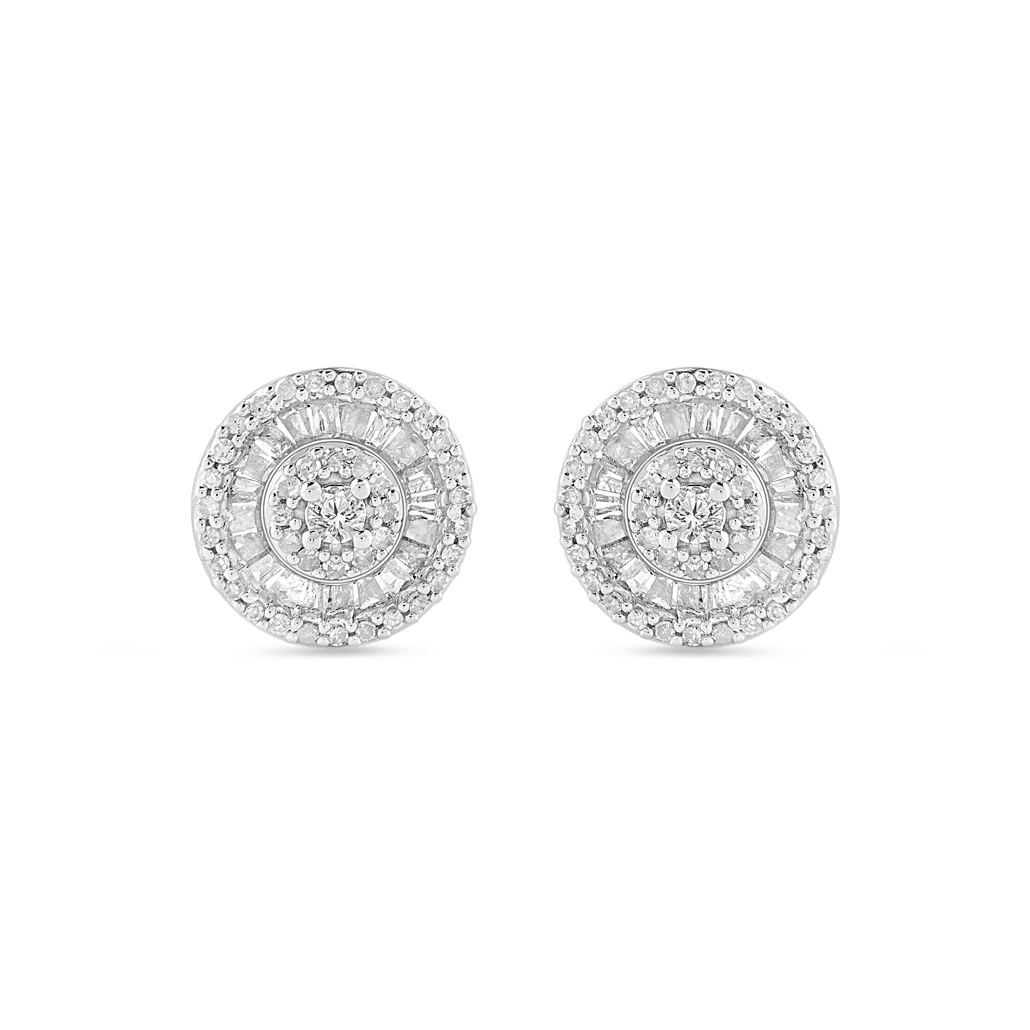 Photo 1 of Amazon Essentials Sterling Silver Diamond Round Stud Earrings (0.5 cttw) (previously Amazon Collection)