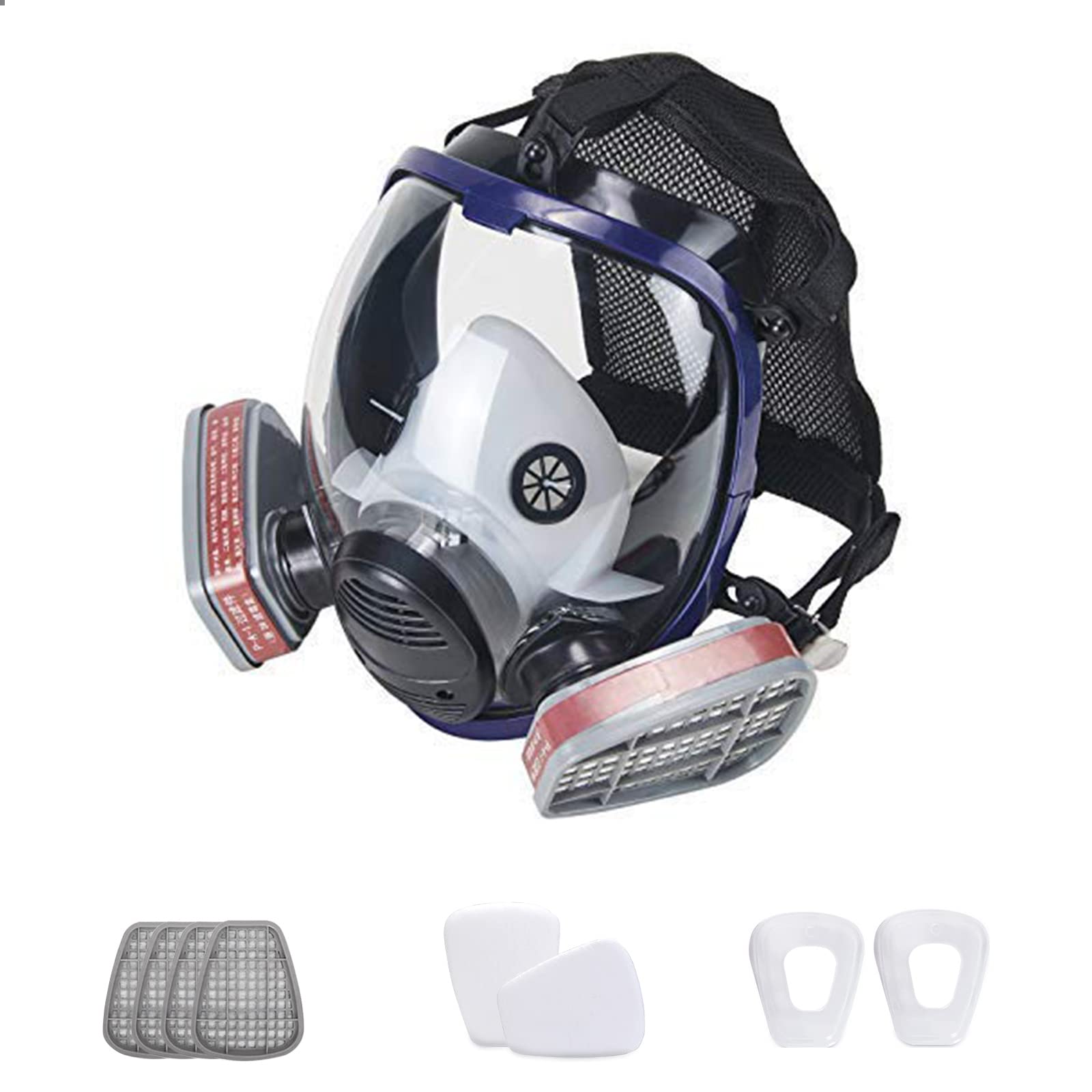 HOLULO Full Face Respirator Mask Activated Carbon Respirator Masks for Organic Vapor Double Filter Cartridge