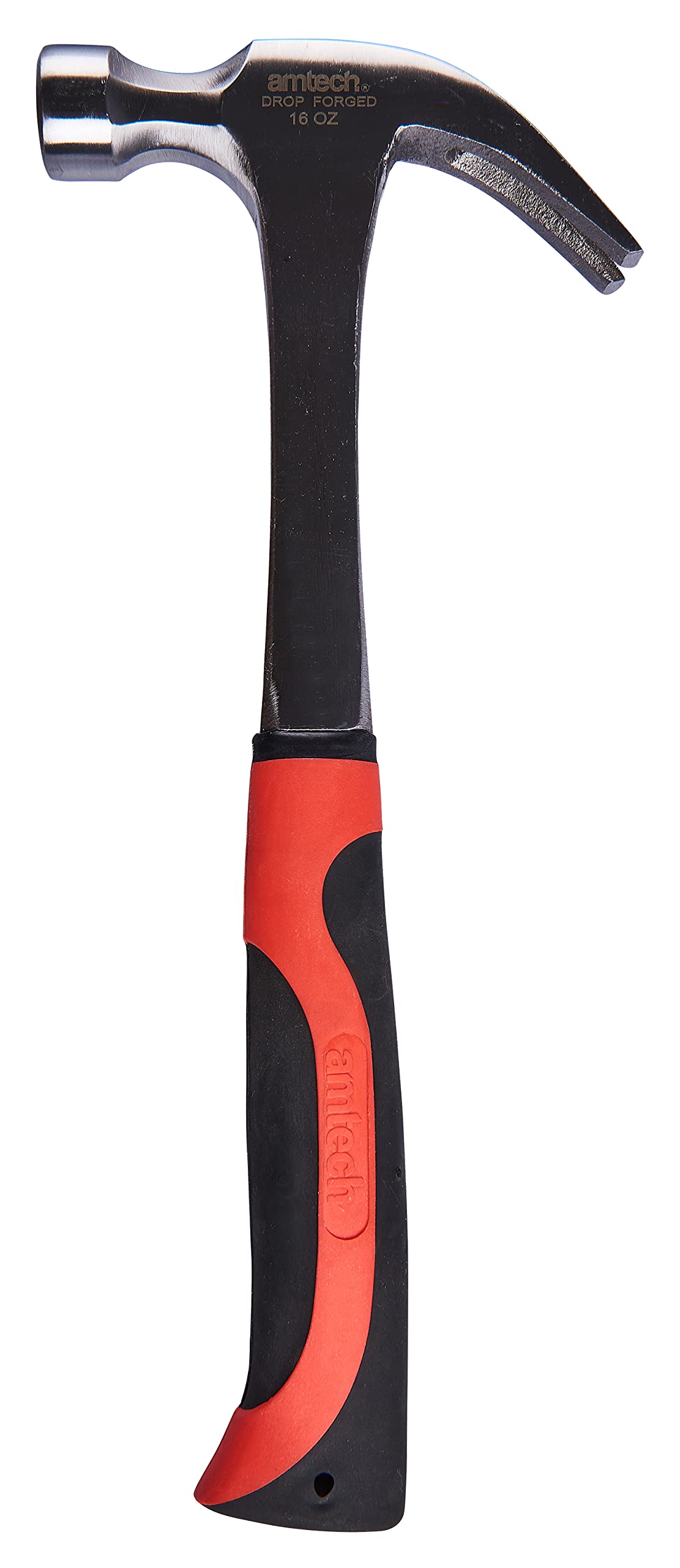 Amtech – One-Piece Claw Hammer, Drop-Forged Steel Construction with Anti-Slip Rubber Grip for Accurate Nail Driving & Removal in Carpentry, Framing & General DIY Projects, 16oz (450g)