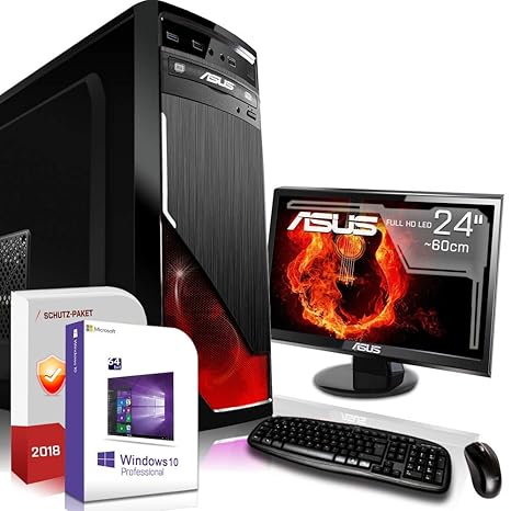 Gamer PC mit Monitor AMD FX-8350 8x4.0GHz |ASUS Board|24 Zoll TFT|16GB DDR3|1000GB HDD|Nvidia GT730 4GB HDMI|DVD-RW|USB 3.0|S