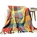 Battilo Cross Woven Throw Blanket in Bright, Fun Colors with Tasseled Ends 60