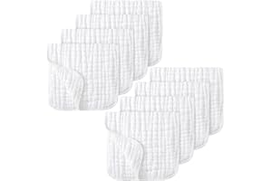 8 Pack Muslin Burp Cloths for Baby, 100% Cotton Baby Washcloths for Boys Girls, Large 20''X10'' Super Soft and Absorbent
