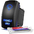 Nilight Windshield Wiper Rocker Switch Led Light Bar 8Pin Laser ON On Off DPDT Switches 20A/12V 10A/24V Blue with Jumper Wire