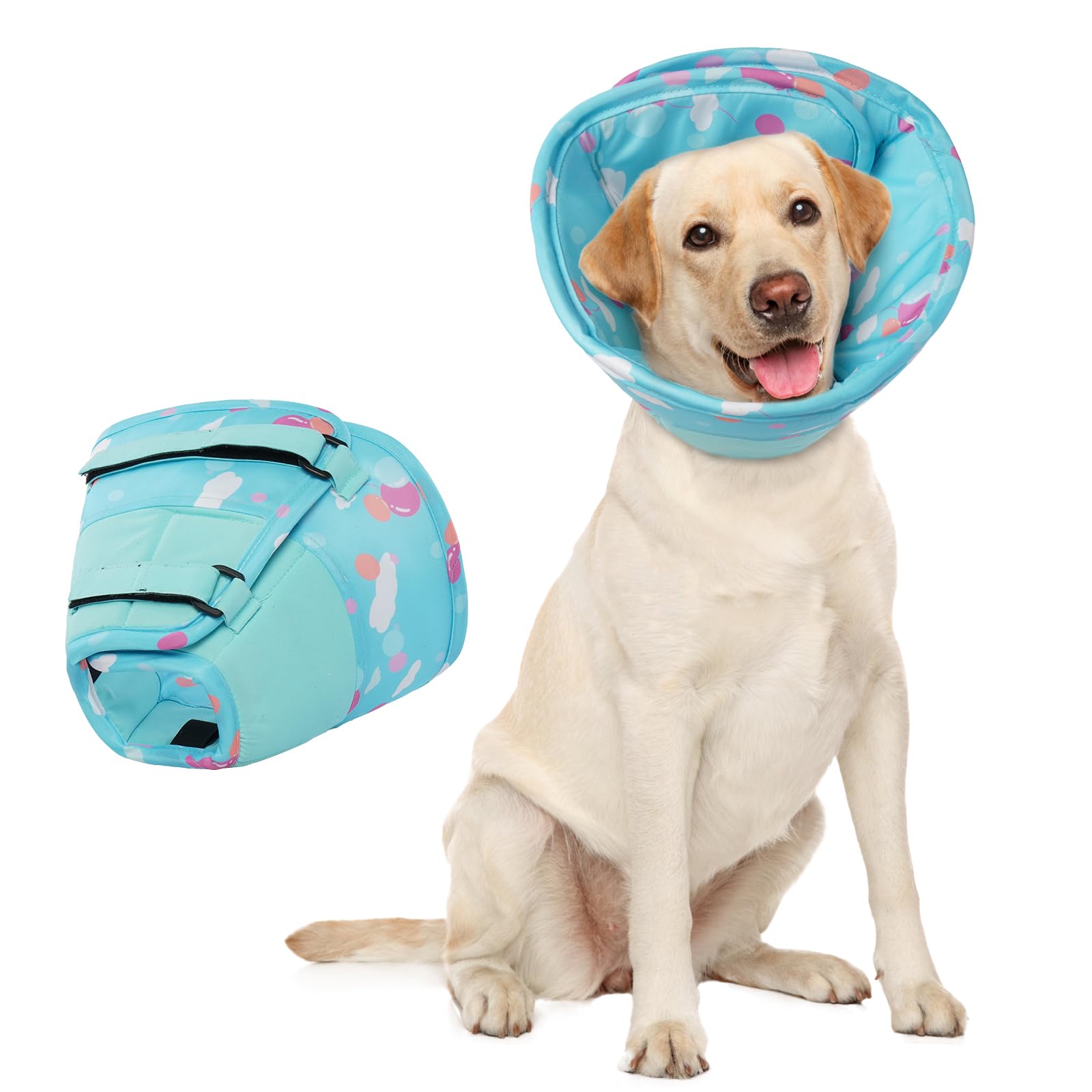 Hjumarayan Soft Dog Cone - Cones after Surgery Soft, Buster Collars for Dogs, Cone for Dogs Prevent Licking, Comfy Recovery Collars, Medical Neck Collar to Stop Licking Wound (Blue L)