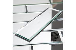 Diflart Peel and Stick Mirror Backsplash Tiles, Silver, 3x10 Inch, Beveled Mirror Subway Tiles for Kitchen Backsplash Bathroo