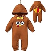 IWALUE Baby Boy Girl Costume Thanksgiving Little Turkeys Cosplay Hooded Romper