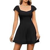 URYIAO Summer Cap Sleeve Mini Dress Cute Sweetheart Neckline Flowy A Line Short Graduation Dresses for Women