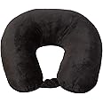 Wolf Essentials Adult Cozy Soft Microfiber Neck Pillow, Compact, Perfect for Plane or Car Travel, Black