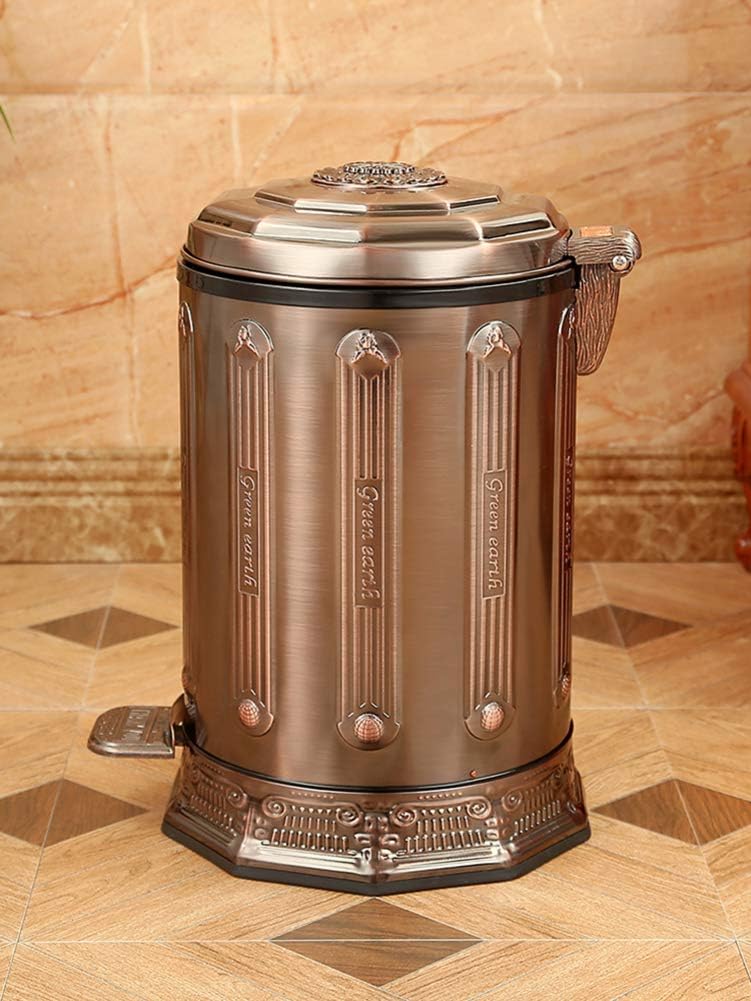 WL Runde Metall Treteimer,Vintage Haushalt Mülleimer Mit Deckel Und