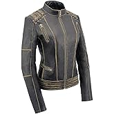 Milwaukee Leather MLL2527 Women's 'Elegant' Distressed Brown Detail Laced Leather Jacket