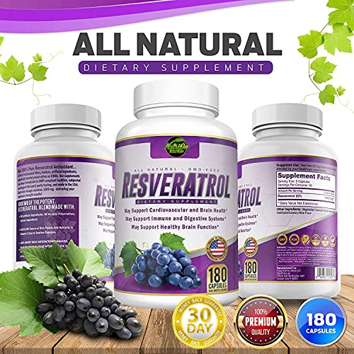 NUTRION THEGO Resveratrol 1000mg Supplement 180 Capsules of Maximum