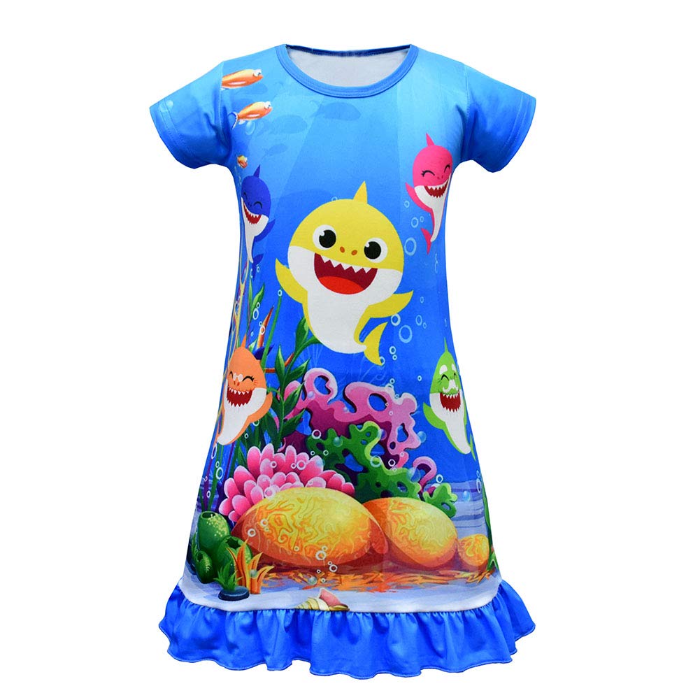 Lzjlsqyhy Baby Shark Nightgown Dress Little Girls Princess Pajamas