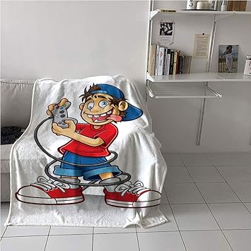 Amazon Com Gamer Blanket Couch Cartoon Character With Backwards