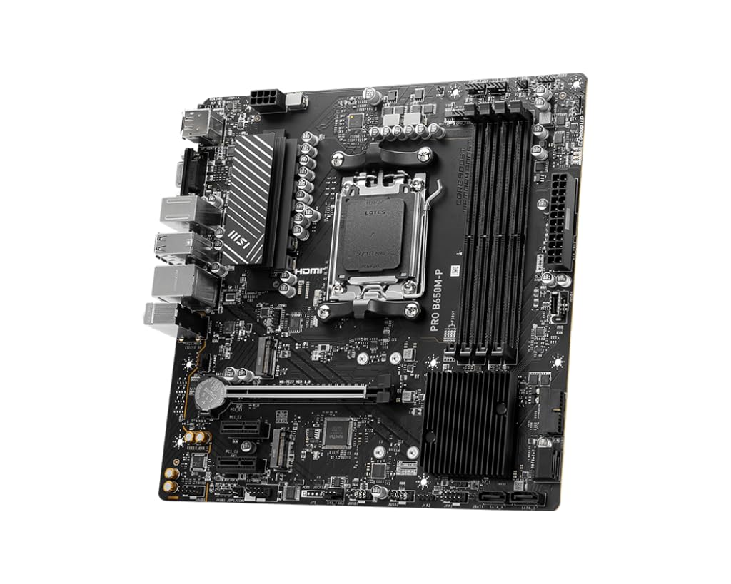 MSI PRO B650M-P ProSeries Motherboard (AMD Ryzen 9000/8000/7000 Series Processors, AM5, DDR5, PCIe 4.0, M.2, SATA 6Gb/s, USB 3.2 Gen 2, HDMI/DP, 2.5Gbps LAN, mATX)