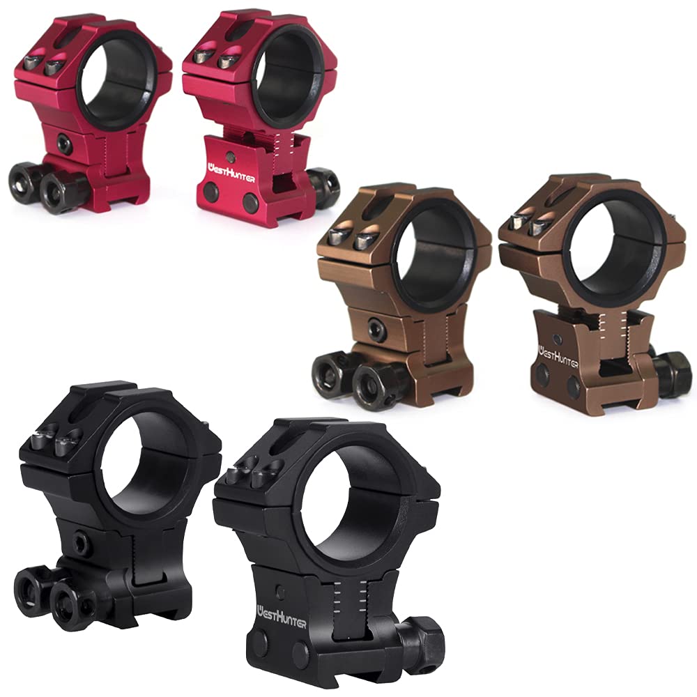 WestHunter Optics Adjustable Height Dovetail Scope Rings, 1 Inch 30 mm Precision Scope Mount | 3 Sets