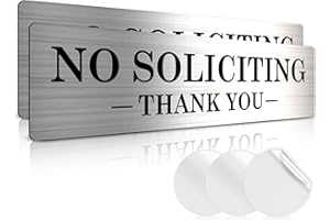 ASSURED SIGNS No Soliciting Sign for House - Brushed Silver - 2 Pack - 2.2" X 8.25" Acrylic – Ideal No Soliciting Signs for Front Door, Wall, Doorbell - Includes Adhesive Stickers - Perfect No Solicitation Signs for Every Home, Business or Office