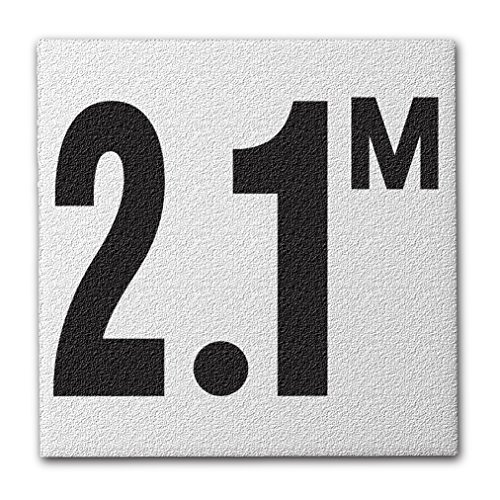 Ceramic Swimming Pool Deck Depth Marker " 2.1 M " Abrasive Non-Slip Finish, 4 inch Font