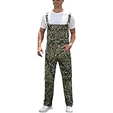 LONGBIDA Camo Overalls for Men Loose Fit Camouflage Jean Coveralls Work Denim Bib Jumpsuit with Zipper
