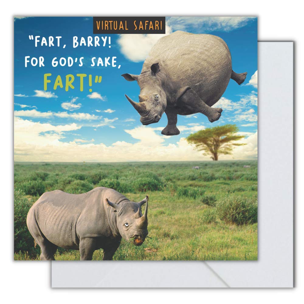 Virtual Safari, Funny Birthday Card for Him, Barry! For God's Sake…., Humorous Male Birthday Card, Blue