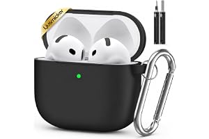Ljusmicker Ljusmicker for AirPods 5/4 Case (2026/2024) with Cleaner Kit,Black | Soft Silicone Protective Cover for Apple AirPods 5 Case/AirPods 4 Case with Keychain for Women Men,Supports Wireless Charging