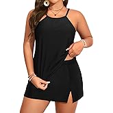Yonique Women Two Piece Plus Size Tankini with Skirt Tummy Control Bathing Suits High Neck Swimsuits