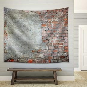 Old Brick Wall Background or Texture - Fabric Wall Tapestry Home Decor - 51x60 inches