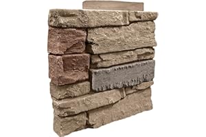 GenStone Faux Stacked Stone Left Corner Panel 12.5" x 11.25" in Desert Sunrise Color for Do It Yourself Friendly Home Improvement Projects