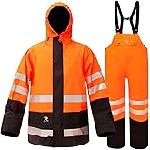 RainRider Rain Suits Waterproof for Men Women Heavy Duty Rain Gear Reflective Jacket Bib Pants 3 Pieces Rainwear