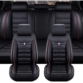 GMZWS Car Seat Covers for Toyota Hilux 2005-2026+, Full Leather Front and Rear Automotive Seat Covers Protector Interior Accessories,A/Black-Red