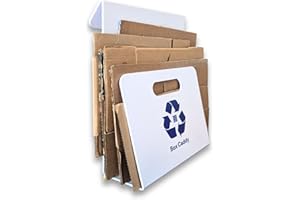 Box Caddy - Cardboard Recycling Organizer. The ultimate solution to store, transport, and recycle your cardboard. Eliminates cardboard clutter. (White/Blue)