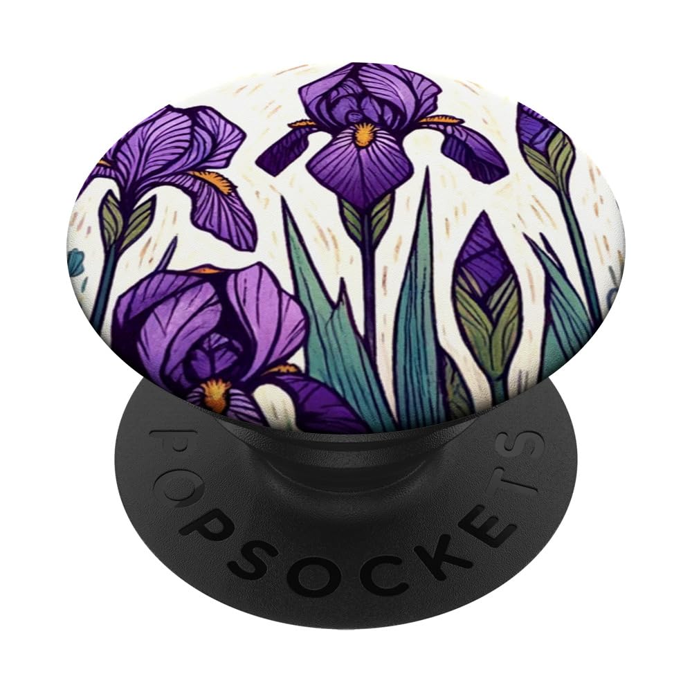 Irises artwork flower gardening Celtic Knotwork PopSockets Swappable PopGrip