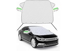 ROVIA Car Windshield Snow Cover, Ice Frost Car Window Covers with Magnetic Edges & Side Mirror Protector, Windproof UV Sunshade Windscreen Covers for Cars, SUV, Truck (L 58 * 45inch)
