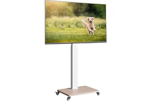 Neothm Rolling TV Stand with Wheels for 32-75 Inch TVs, Swivel Portable TV Stand with Tilt, Height Adjustment | 110 lbs Capacity | MAX VESA 600x400mm for Bedroom, Outdoor, Living Room