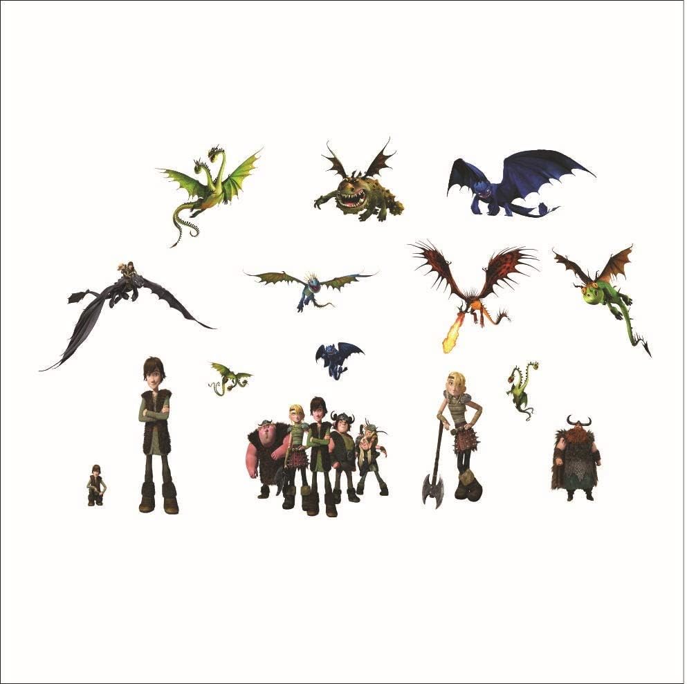 padom 70 X 50cm 3D Removable Cartoon Style How to Train Your Dragon Carton Wall Sticker Room Decorative Plastic Wall Deca