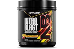 NutraBio Intra Blast Bcaa Powder Amino Acid Supplement, Electrolyte & Hydration Blend, Intra, Pre Workout & Muscle Recovery, 20g Eaa Amino Acids Powder, 5g Glutamine- Strawberry Lemonade, 30 Serving