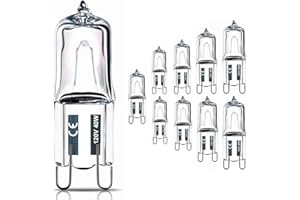 Vinaco Long Lasting JCD G9 120V Halogen Bulb - 10 Pack, 40W, Dimmable, Warm White, Capsule Shape with G9 Bi Pin Base for Cabi