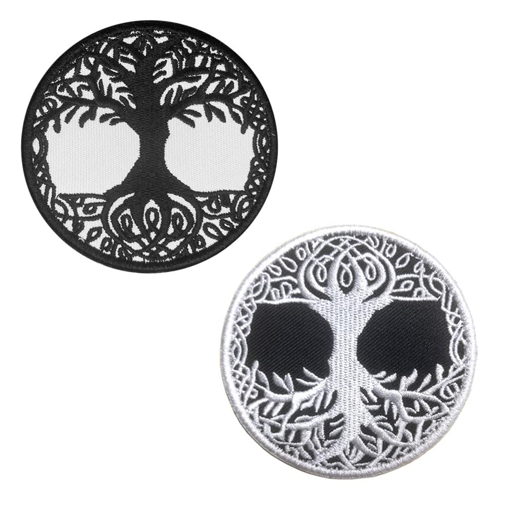 Zcketo 2 Pcs Yggdrasil The Tree of Life Norse Rune Patch Embroidered Badge Hook and Loop Emblem Patches for Backpack Cap Jacket Vest Bag Pouch Dogs Harness