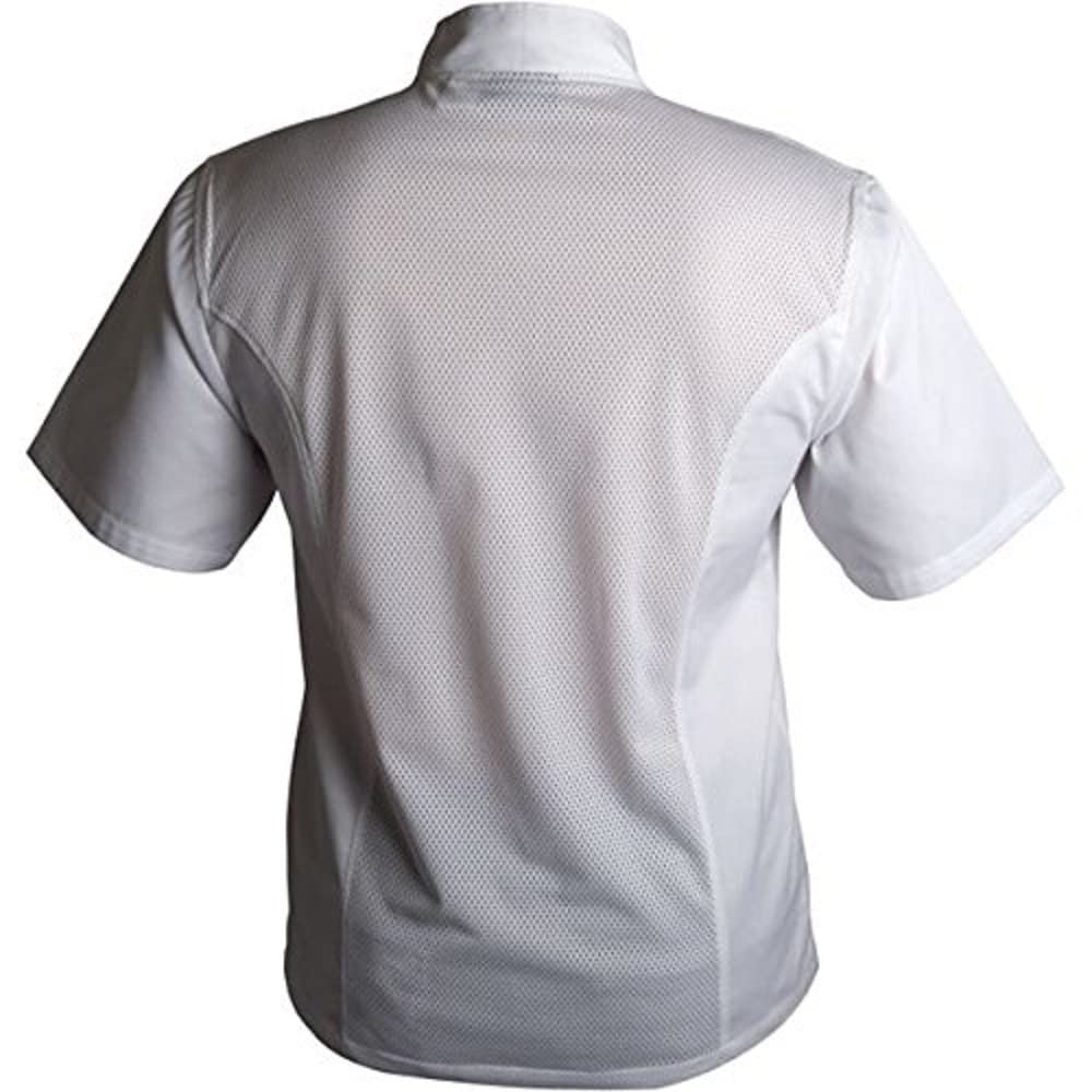 Genware NEV-NJ21-S Cool back Press Stud Jacket with Short Sleeve, Small, White