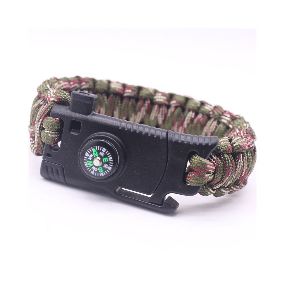 Best Quality Ayat Military Outdoor Paracord Survival Bracelet 550 LB - Hiking Travelling Camping Gear Kit - Parachute Rope Bracelet - With Compass, Flint Stone, Fire Sticks, Knife, and Whistle