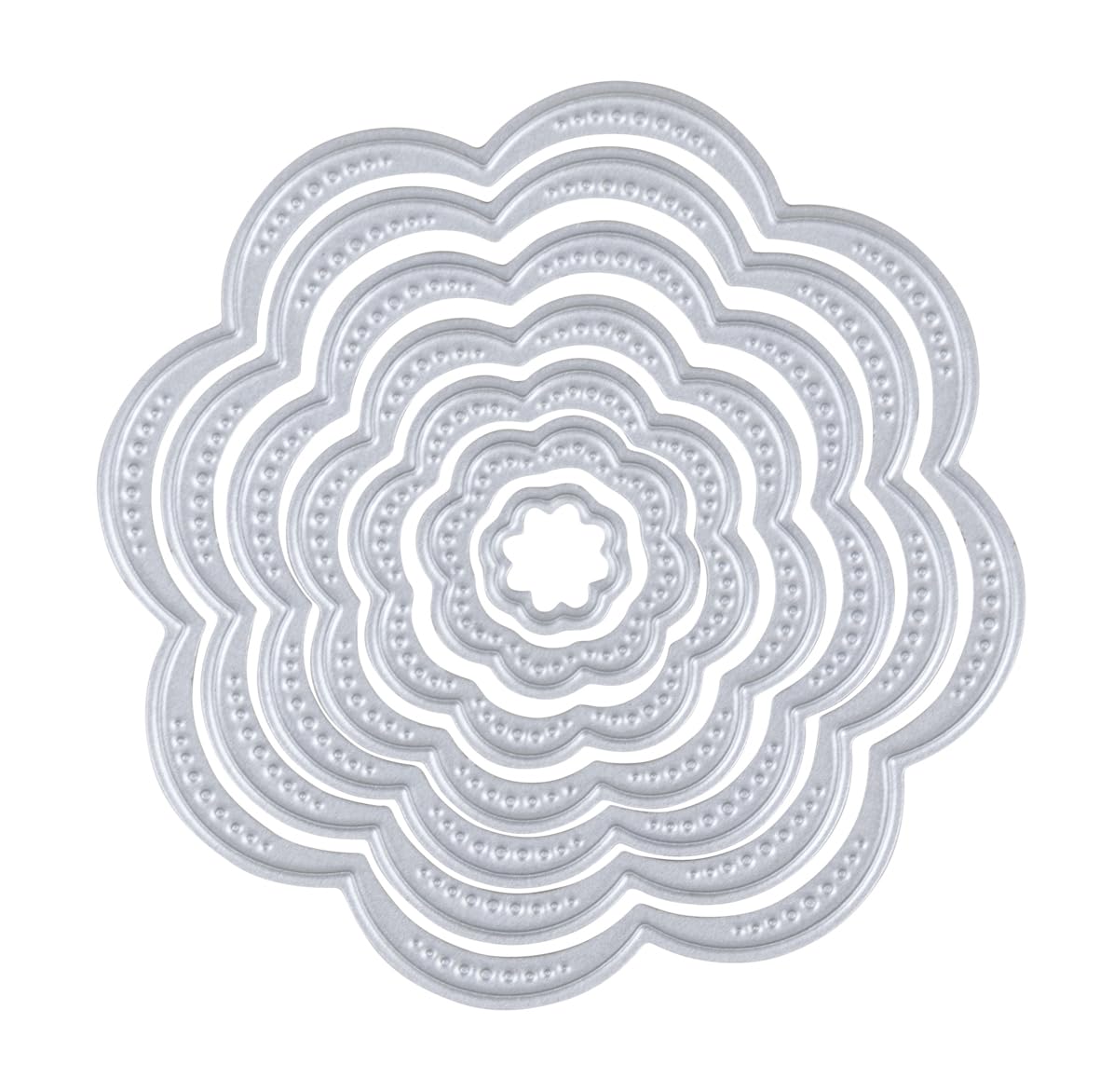 Rayher Set of 7 Metal Cutting Dies with Flower Shape Design, Nesting Craft Die Set for Card Making and Scrapbooking, 1.1-7.4cm, steel, silver, 50287000