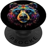 Bear Head Colorful Outdoorsman Animal Art PopSockets Adhesive PopGrip
