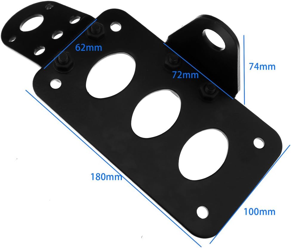 OTOTEC Moto Side Mount Tail Light License Plate Bracket Iron, Black - Image 3