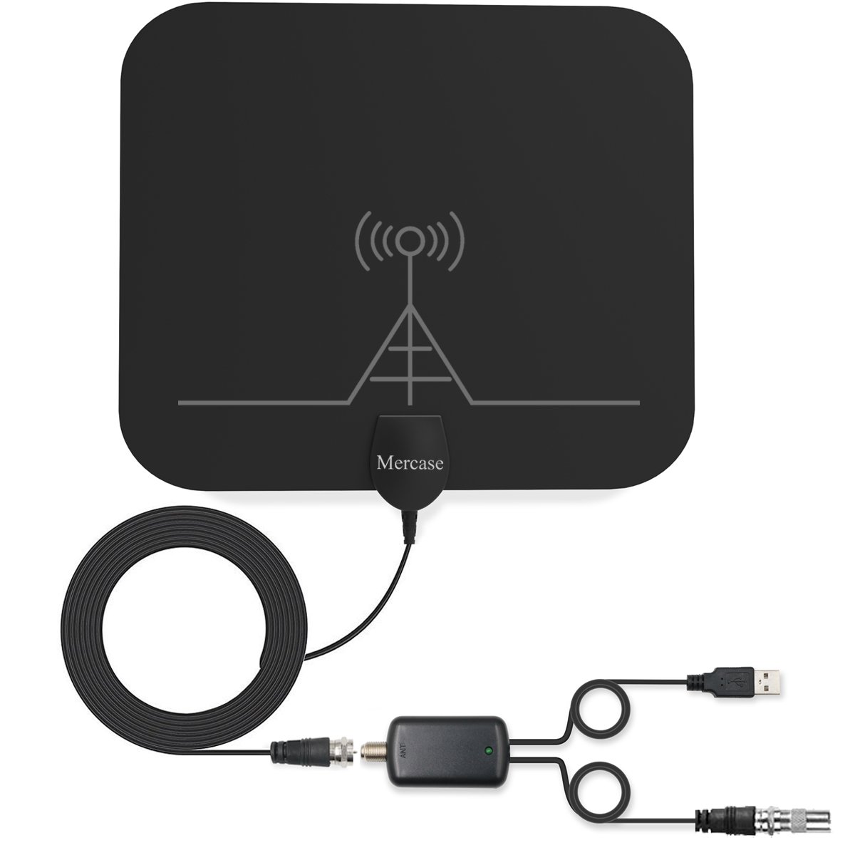 Mercase TV Aerial Indoor [Upgraded High Reception, 60 Miles Range, with Detachable Amplifier Signal Booster, 13.2ft Cable] Amplified 4K 1080P Digital HDTV Freeview Television Antenna