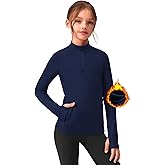 Zaclotre Girls Fleece Long Sleeve Shirts Half Zip Pullover Sweatshirt with Pockets Kids Athletic Winter Jacket